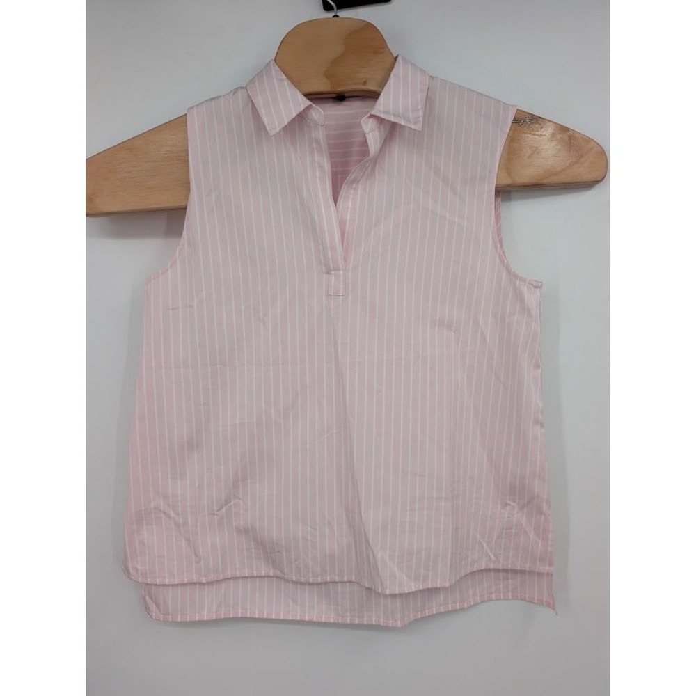 Theory Tanelis Pink White Stripe Sleeveless Popover shirt sz Small